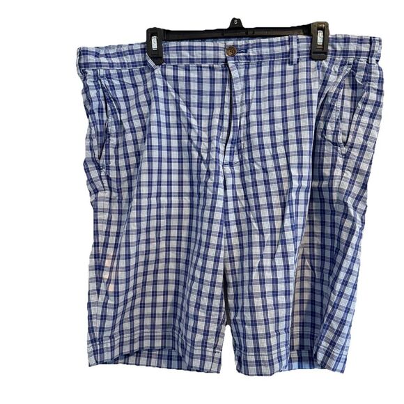 Brooks Brothers‎ Zip Flat Front Cotton Shorts Men’s W40 Blue Pink Check - Picture 1 of 7
